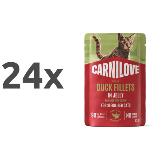 Carnilove Cat Adult Sterilised vrečka, koščki v želeju - puran in raca - 85 g - 24 x 85 g