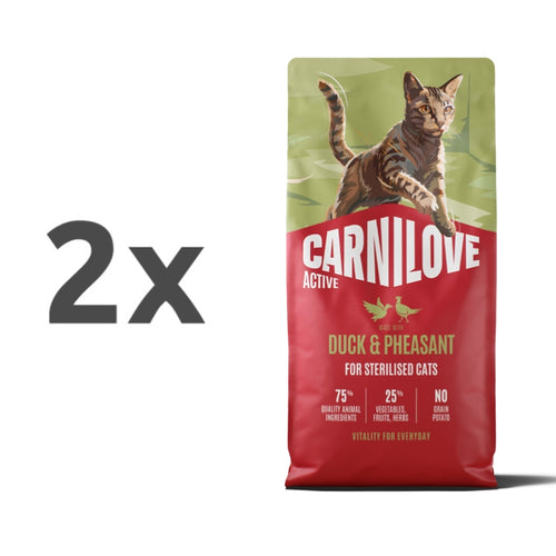 Carnilove Cat Active Adult Sterilised, briketi - raca in fazan - 2 x 6 kg