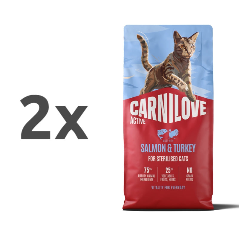 Carnilove Cat Active Adult Sterilised, briketi - losos in puran - 2 x 6 kg