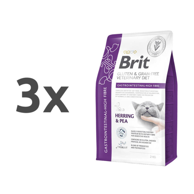 Brit GF Veterinarska dieta za mačke - Gastrointestinal High Fibre - 3 x 2 kg