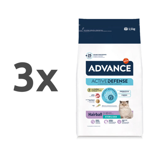 Advance Adult Hairball Sterilized - puran - 3 x 1,5 kg