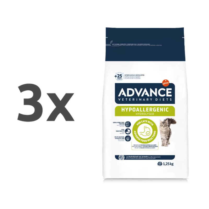 Advance veterinarska dieta za mačke Hypoallergenic - sojine beljakovine - 3 x 1,25 kg