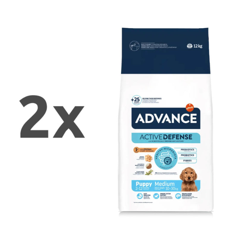 Advance Puppy Medium Protect - piščanec in riž - 2 x 12 kg
