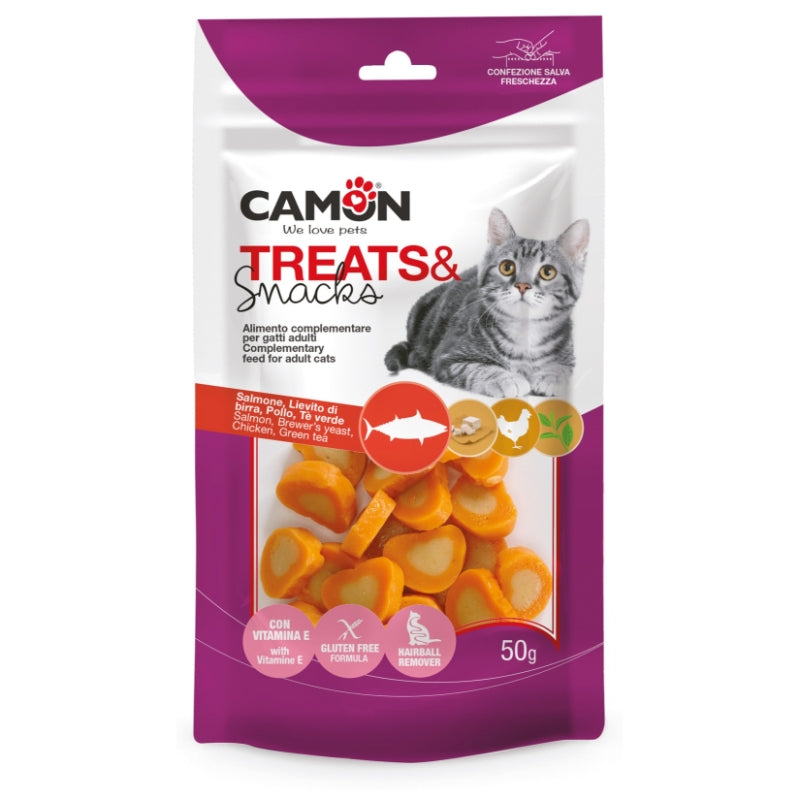 Camon Treats&Snacks priboljški v obliki srčkov za mačke, losos in piščanec - 50 g