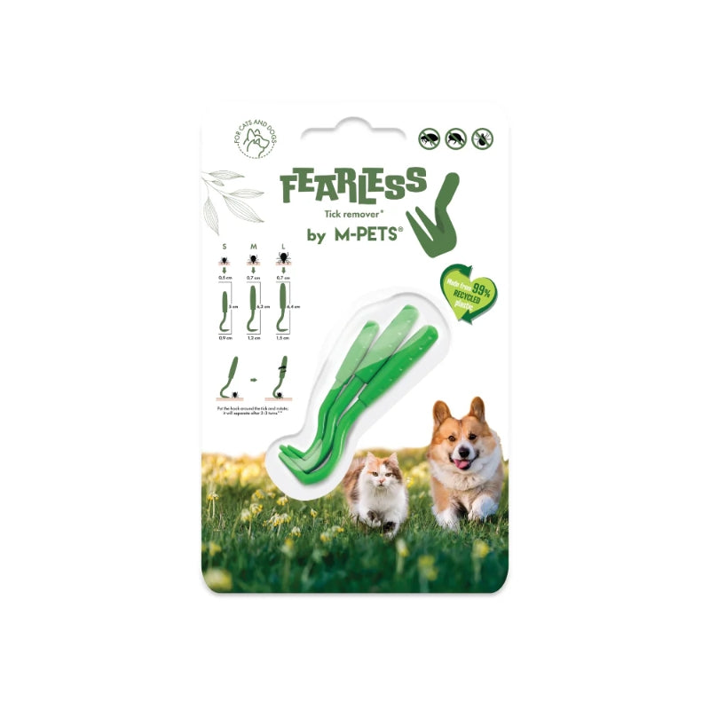 M-PETS Fearless odstranjevalec klopov, zelen - 3 kos