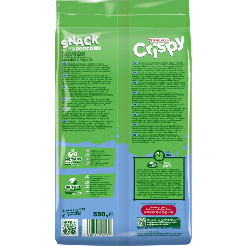 Versele-Laga Crispy Snack priboljšek za kunce in glodalce, kokice - 550 g