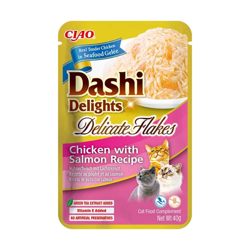 Inaba Cat Dashi Delights koščki v juhi, piščanec in losos - 40 g