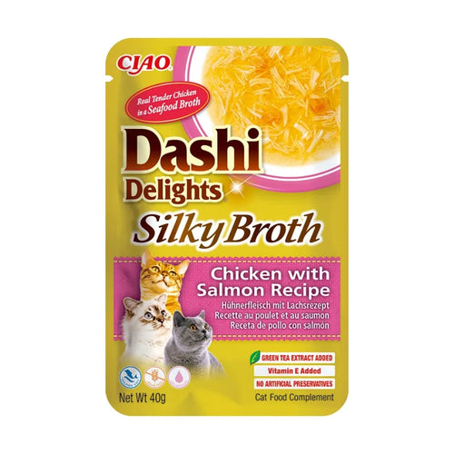 Inaba Cat Dashi Delights trakci v juhi, piščanec in losos - 40 g