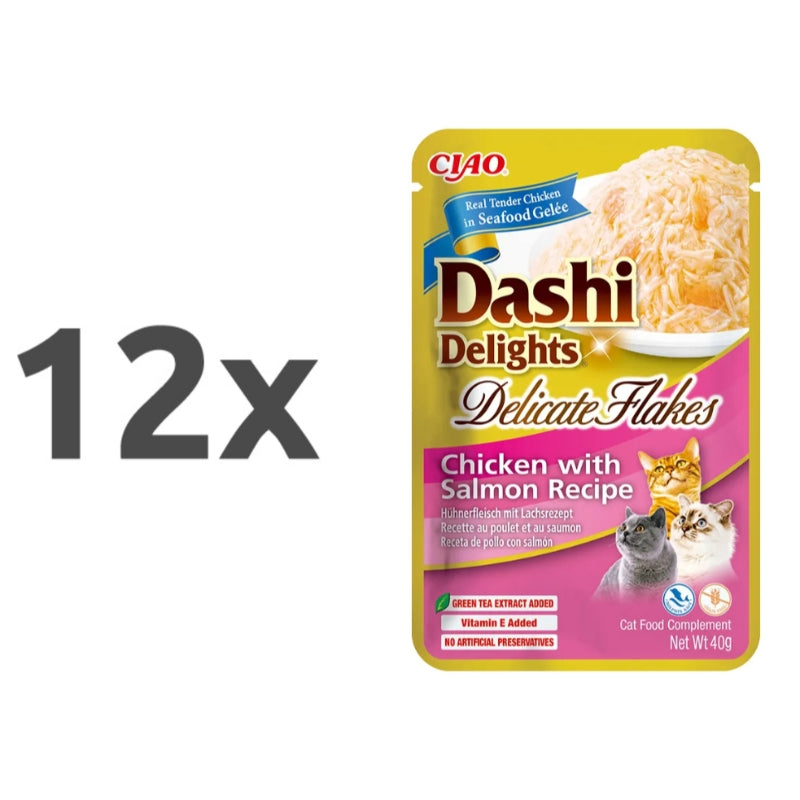 Inaba Cat Dashi Delights koščki v juhi, piščanec in losos - 40 g - 12 x 40 g