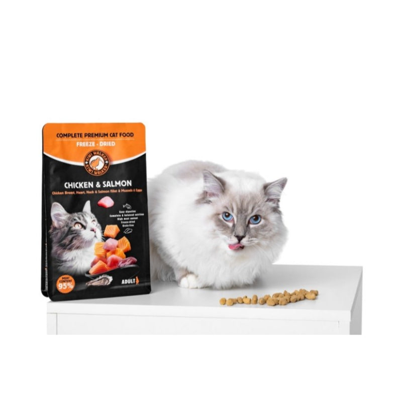 Kiwi Walker Freeze Dried hrana za odrasle mačke, piščanec in losos - 150 g