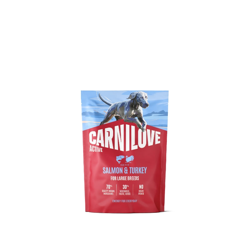 Carnilove Dog Active Adult Large, briketi - losos in puran - 1,5 kg