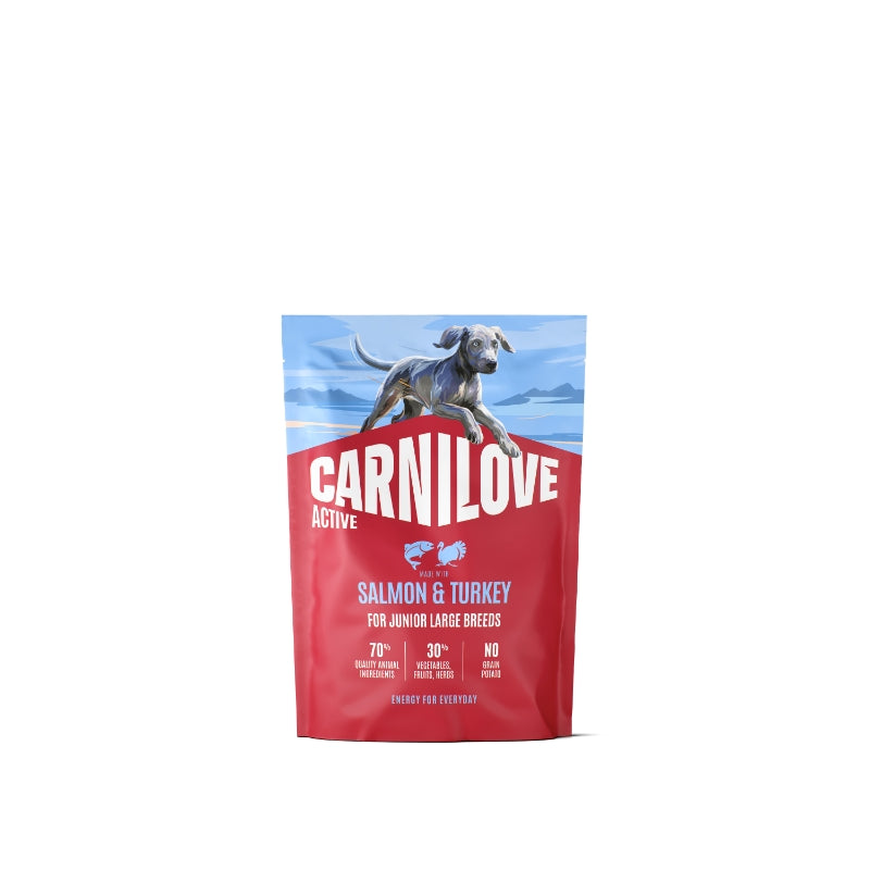 Carnilove Dog Active Junior Large, briketi - losos in puran - 1,5 kg