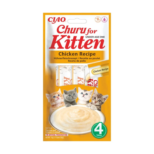 Inaba Cat Kitten Churu Purée, piščanec - 4 x 14 g