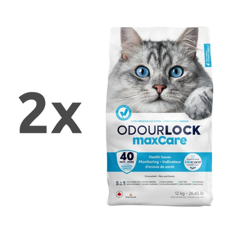 OdourLock posip za mačke MaxCare, brez vonja - 12 kg - 2 x 12 kg